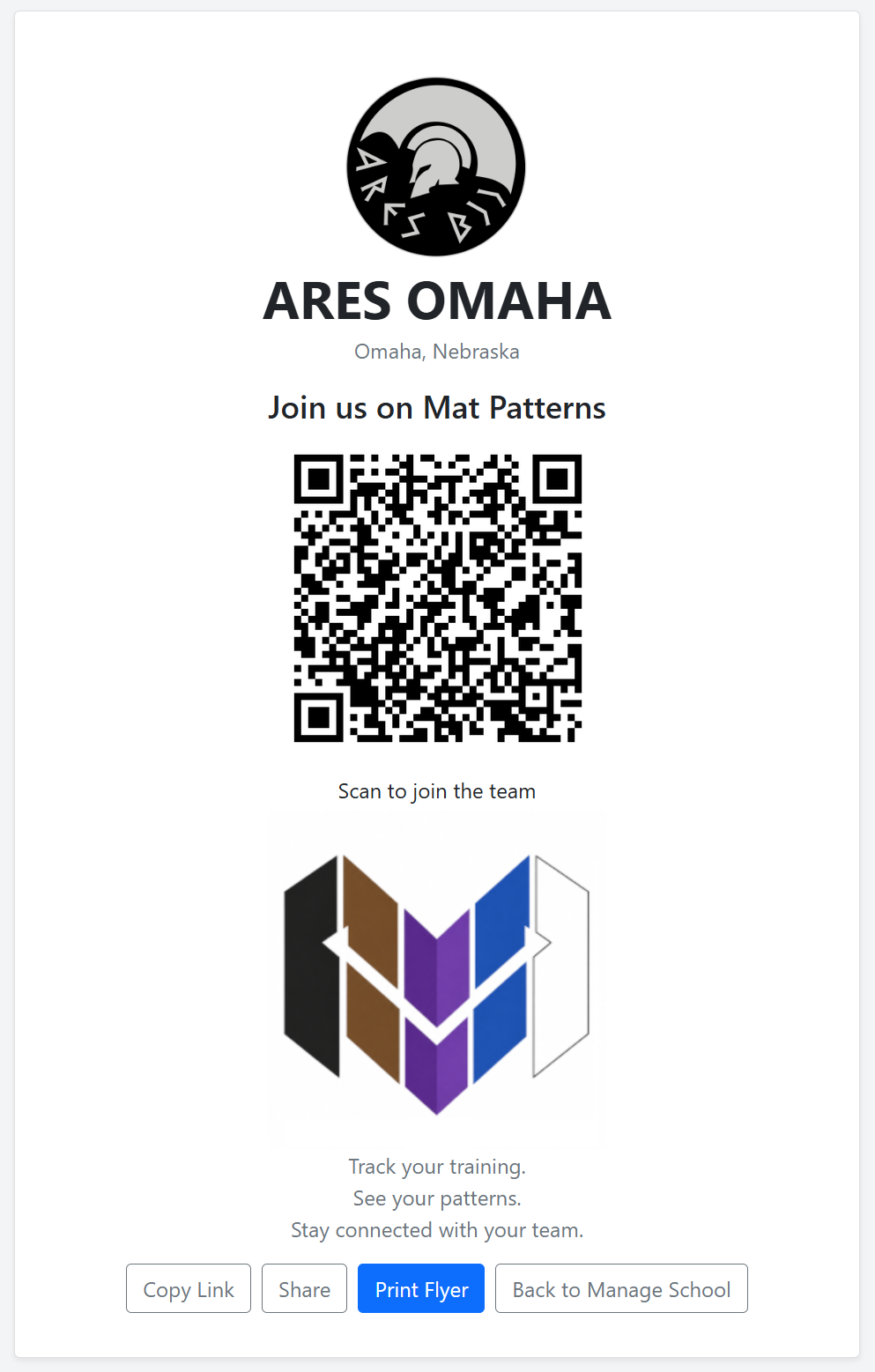 Printable Mat Patterns school QR join flyer